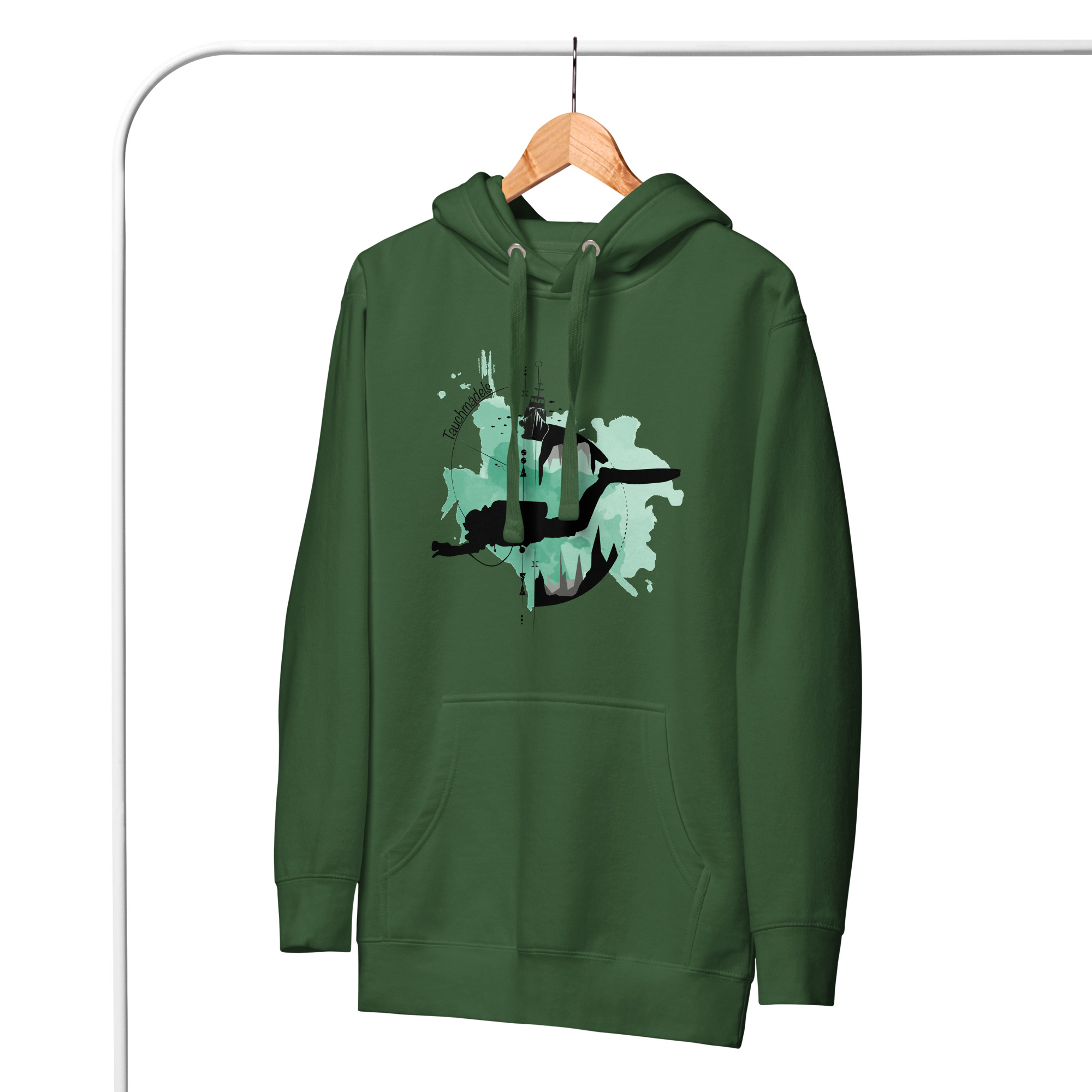 Tauchmädels - Unisex-Kapuzenpullover - Logo grün/schwarz – Bild 3
