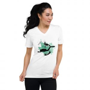 Tauchmädels - T-Shirt mit V-Ausschnitt Logo grün/schwarz